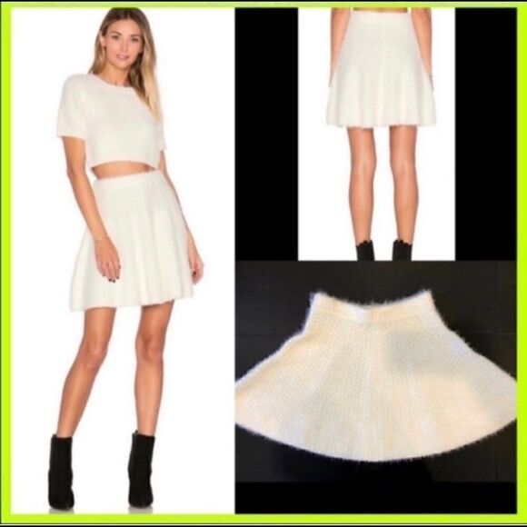 LOVERS + FRIENDS BE FLIRTY SOFT KNIT IVORY SKIRT S - Picture 1 of 6